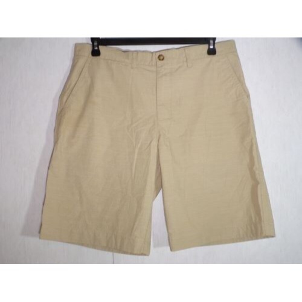 Tommy Hilfiger Mens Khaki Shorts Size 36 Cotton Preppy Flat Front Thin Stripe